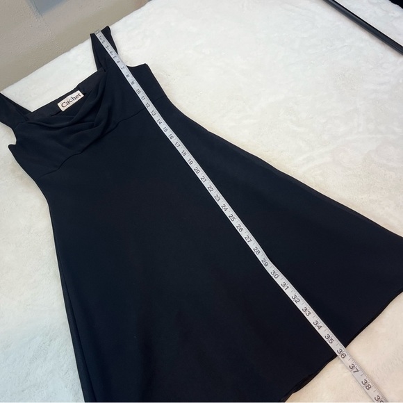COPY - Vtg CACHET Cowl Neck Cocktail Dress Crape Lined Black Sz 4 Whimsy Goth Y… - Picture 8 of 10